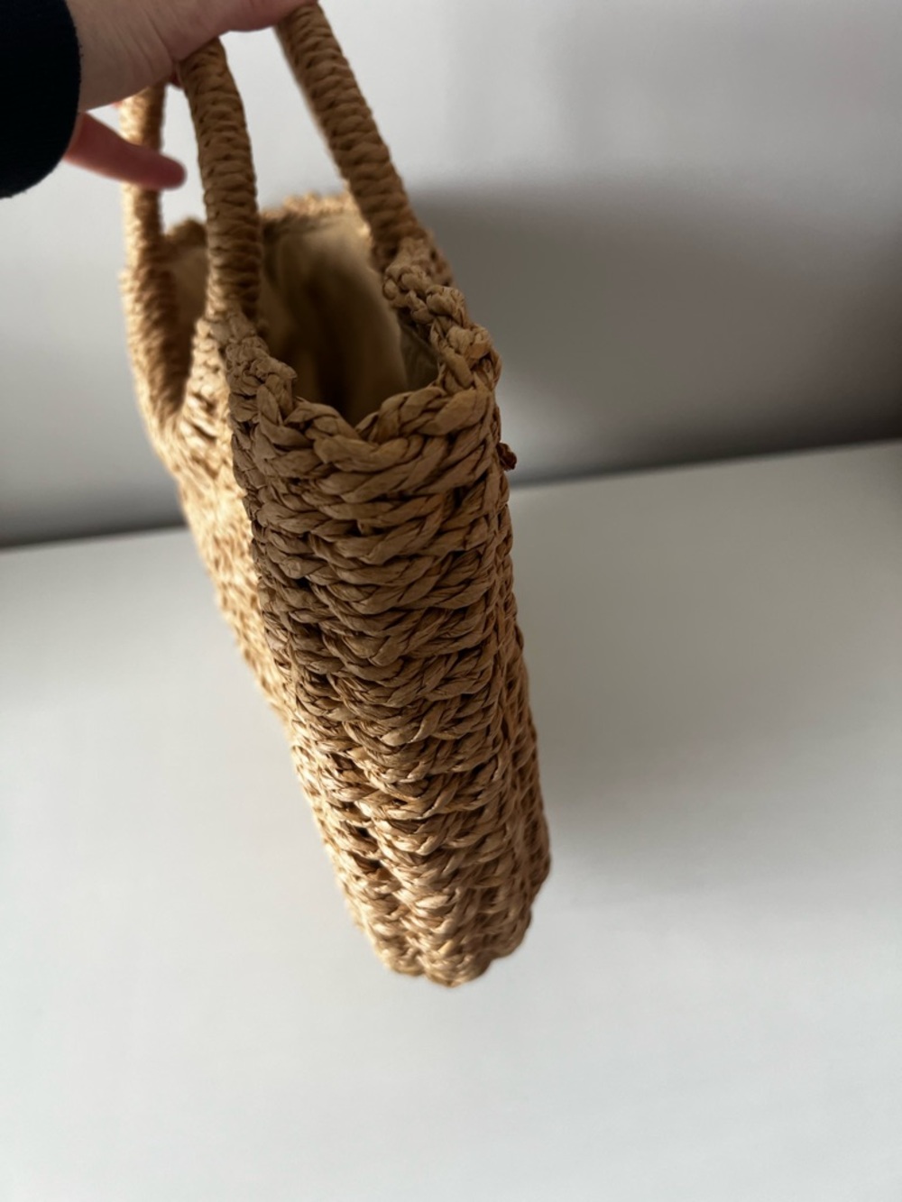 Natural Woven Straw Tote with Round Handles - Picture 2 of 7